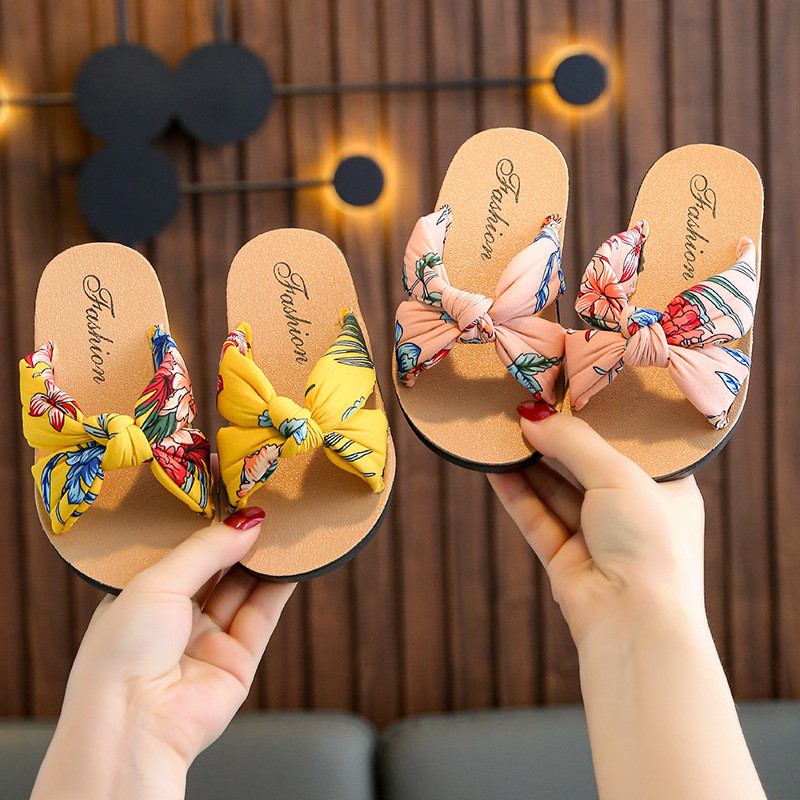 [Hy] Dép Sandal Bé Gái Phong Cách Bohemian Xốp Đế Mềm Thoải Mái Dép Trẻ Em Dép Vải In Hình Thường Ng
