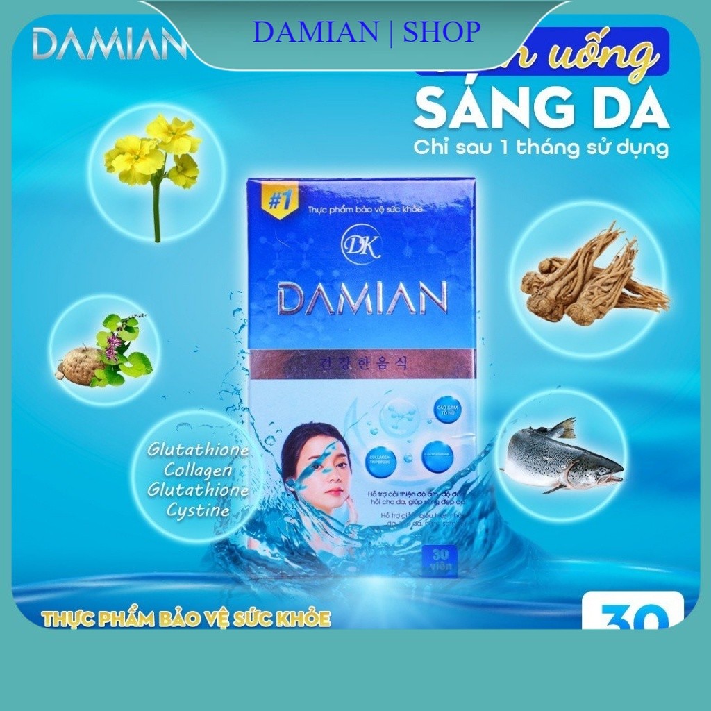 Viên uống trắng da, giảm nám, mờ thâm DAKAMI Damian Hộp 30 Viên