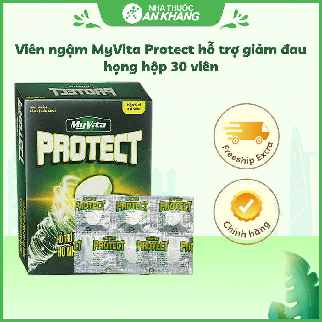 Viên ngậm MyVita Protect hỗ trợ giảm đau họng hộp 30 viên