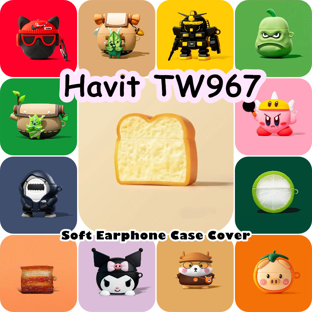 [Imamura] Dành cho Ốp lưng Havit TW967 Dòng phim hoạt hình hợp thời trang Vỏ tai nghe silicon mềm Vỏ