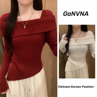 Áo Cổ Vuông Áo Len Đỏ Giáng Sinh Áo Dệt Kim Trễ Vai Thời Trang Thu Đông Màu Đỏ Giáng Sinh Dành Cho Nữ 