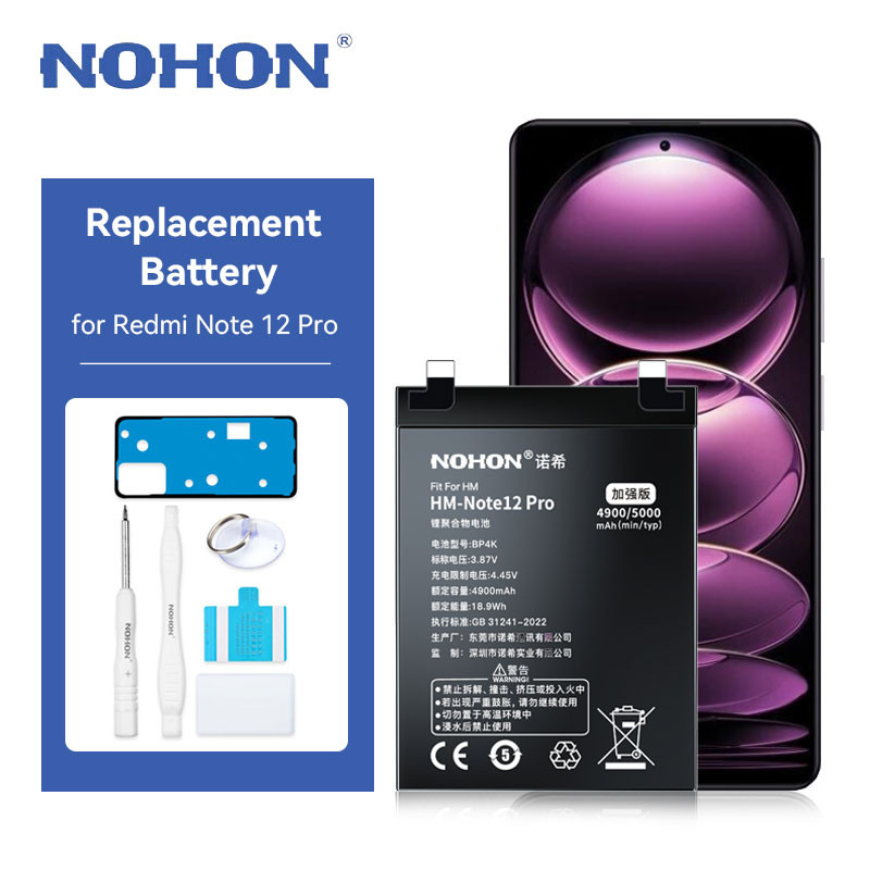 Nohon BP4K Pin Thay Thế Cho Xiaomi Redmi Note 12Pro 12T POCO X5 Pro 5000mAh Pin Dung Lượng Cao Cho Note12Pro X5Pro