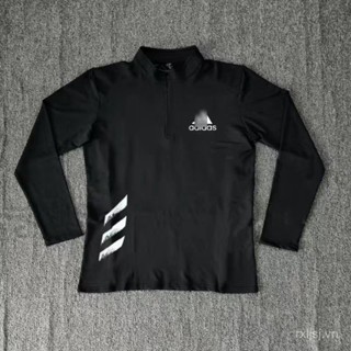 Áo dài tay nhanh khô cổ có khóa kéo áo thun thoáng khí tập thể dục chạy bộ thể thao chạy bộ nhanh khô thi thể thao nam nữ học sinh Co Giãn 4D