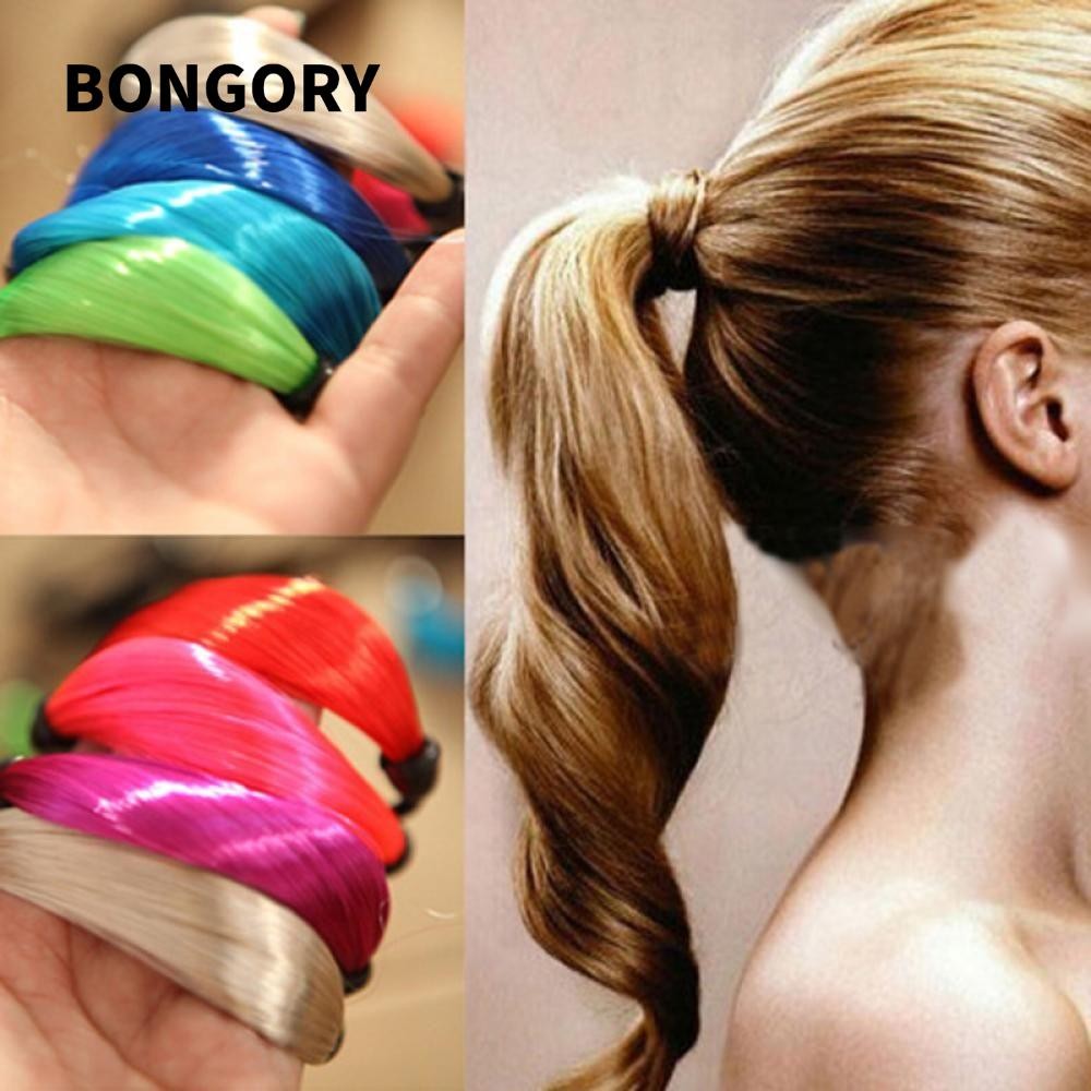 BONGORY Dây buộc tóc đuôi ngựa tóc thẳng co giãn