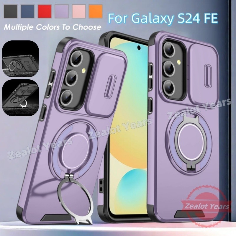 Dành Cho Samsung Galaxy S24 FE 5G S24FE Trượt Bảo Vệ Camera Từ Đứng Ốp Lưng Điện Thoại