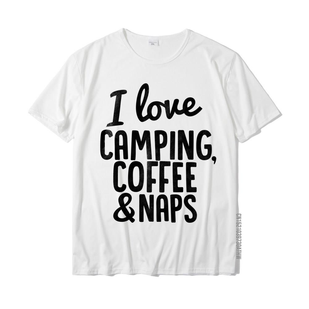 Tôi Yêu Cắm Trại Cà Phê Và Naps Áo Thun Thời Trang Tùy Chỉnh Người Đàn Ông Áo Tee Cotton Tùy Chỉnh