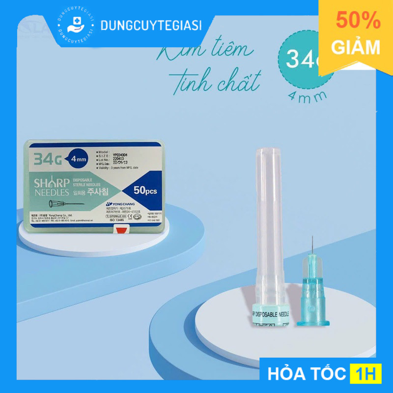 Lẻ 1 chiếc kim tiêm meso 34g hay 32g, kim tiêm dưỡng chất căng bóng da ,kim 34G, 32G( 1 Đầu kim)
