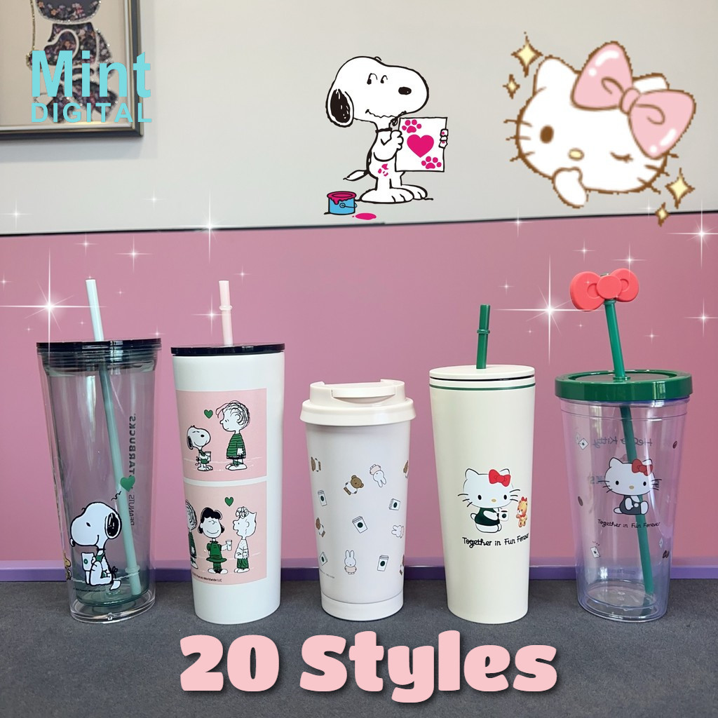 20 Kiểu Mới Starbucks Cup Hot Nhất Hello Kitty Snoopy Miffy Hợp Tác Với Cách Nhiệt Lạnh Cốc Thép Khô