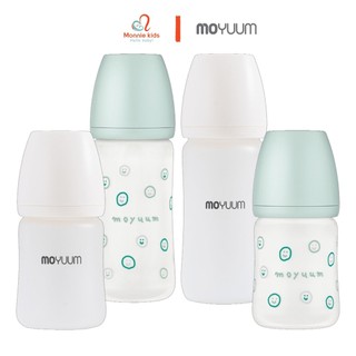 Bình sữa thủy tinh tráng silicone Moyuum các phiên bản 150ml 240ml cao cấp Hàn Quốc - Monnie Kids