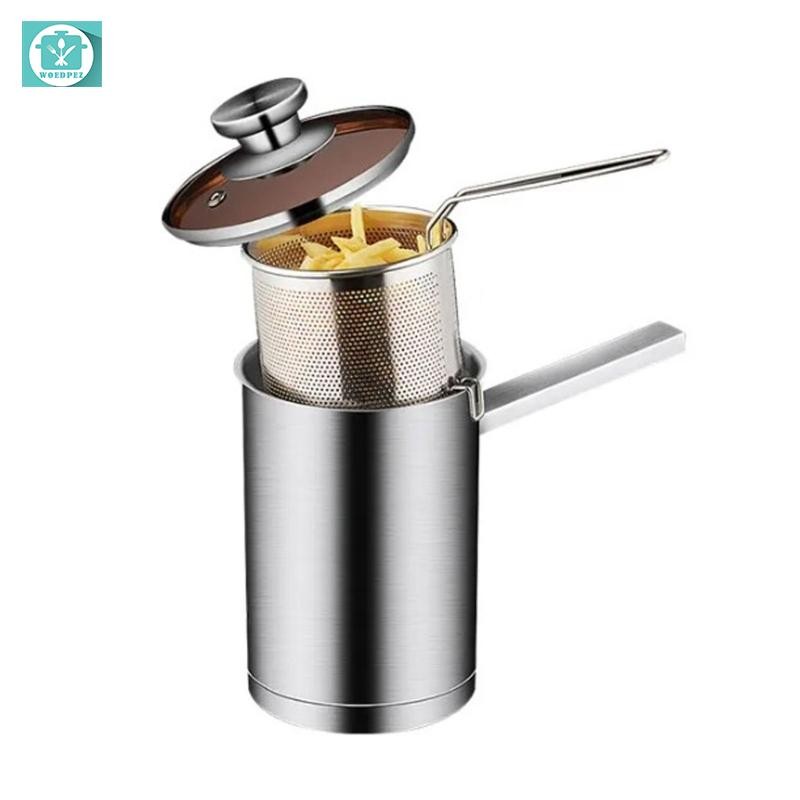 Woedpez Nồi chiên béo sâu Nồi chiên sâu Nồi chiên bằng thép không gỉ Nồi chiên sâu