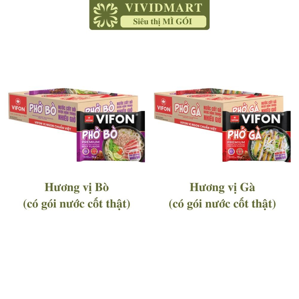 [THÙNG24GÓI]-VIFON - Phở Vifon có gói xốt thịt 2 vị: Bò, Gà, Phở Vifon có gói nước cốt thịt, Phở ăn 