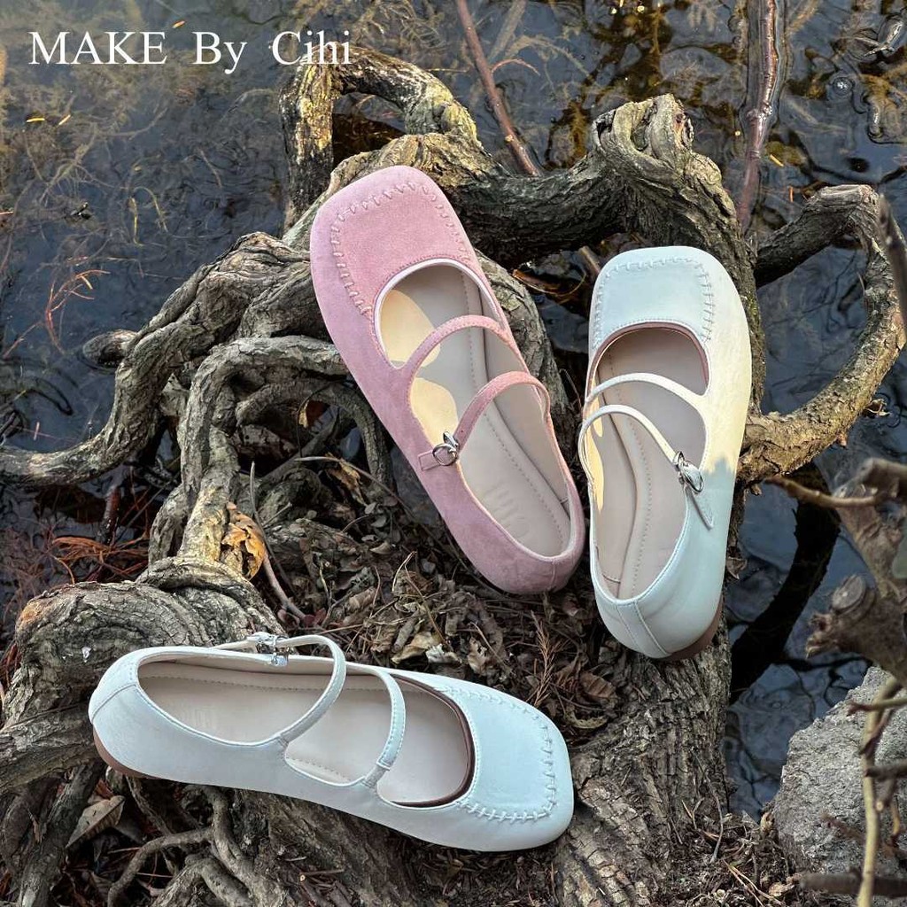 Cihi Giày Nữ Balletcore Thiết Kế Phong Cách Mũi Vuông Dopamine Cổ Tích Đế Mềm Phong Cách Mary Jane G