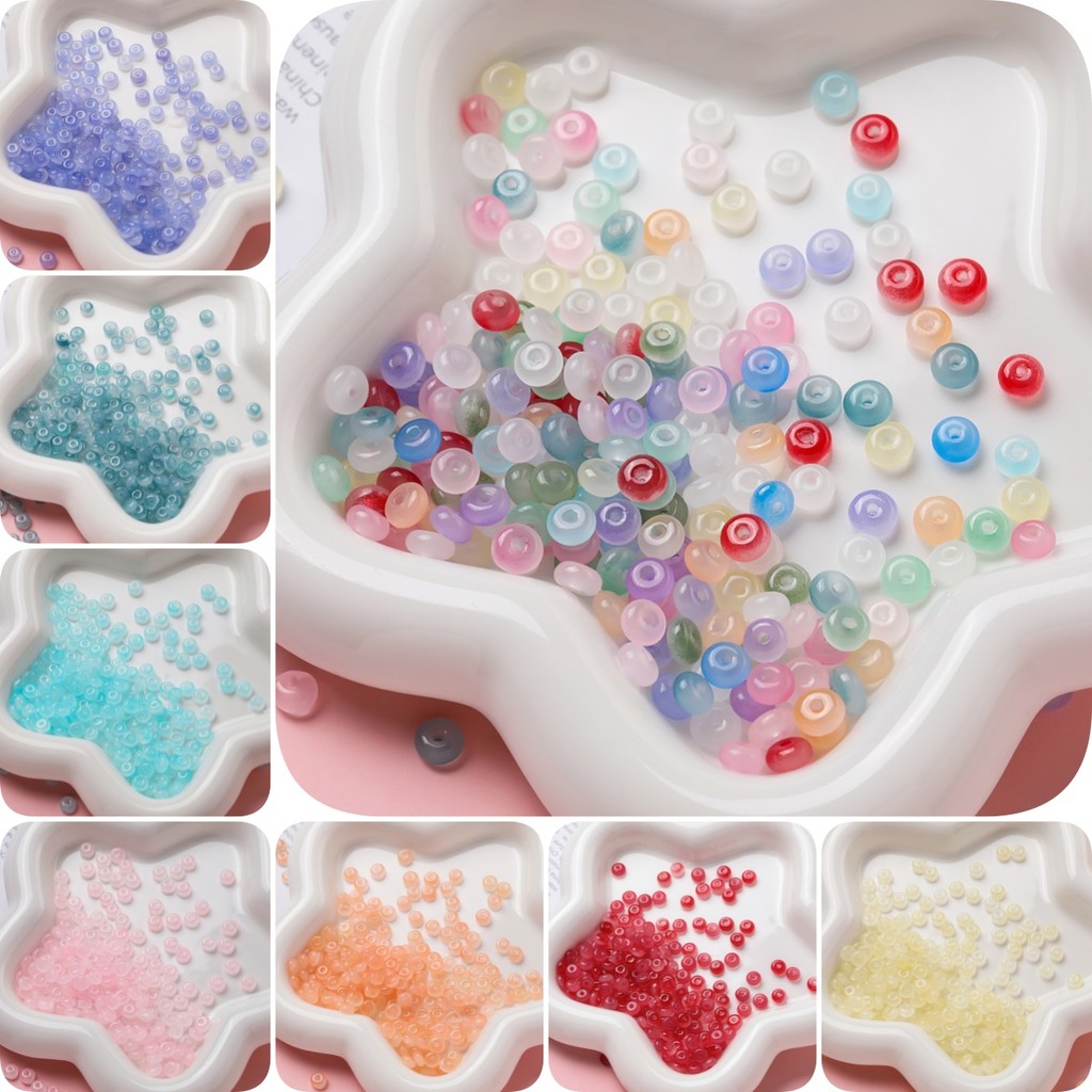 100 Hạt Thủy Tinh Giả Ngọc 3x6.5mm, Phù Hợp DIY Vòng Tay & Vòng Cổ