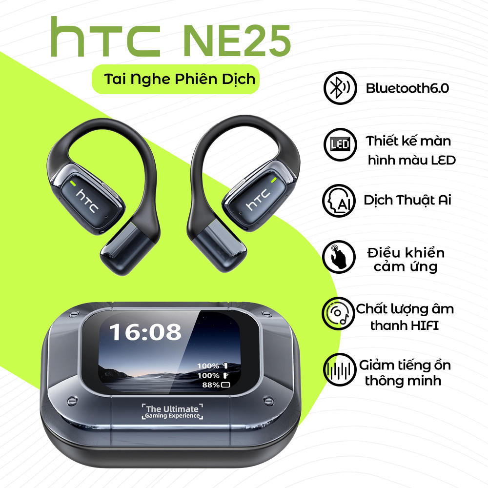 HTC NE25 Tai Nghe Dịch Thời Gian Thực 135 Ngôn Ngữ  Bluetooth 6.0 Màn Hình Cảm Ứng LED  Âm Thanh HiFi  Chống Nước IPX5  Thiết Kế Nhét Tai | BigBuy360 - bigbuy360.vn