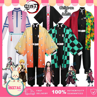 Trang Phục Hóa Trang Nhân Vật Demon Slayer - Kamado Tanjirou và Nezuko, Kimono Cho Lễ Hội Halloween Trẻ Em và Người Lớn