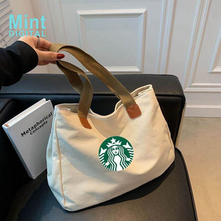 Túi starbucks ins túi tote cầm tay dung tích lớn trắng đen túi đeo vai túi vải túi tote đa năng