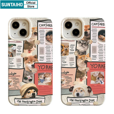 Suntaiho Ngộ nghĩnh Vỏ Độc Đáo Báo Họa Tiết Chó Vỏ Điện Thoại Cho Iphone 15 14 12 13 11 Pro Max IP 7 8 Plus Iphon X Xs XR Xs Max Silicone Mềm Cao Cấp Chống Sốc Ốp Lưng