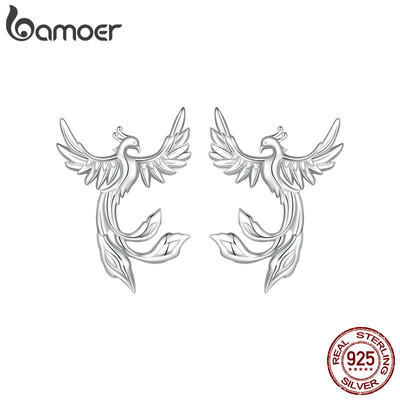 Bamoer 925 Sterling Sliver Bông Tai Thiết Kế Phượng Hoàng Trang Sức Quà Tặng Cho Nữ