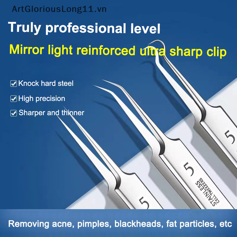 Artgloriouslong Acne Pimple Remover Tool Facial Skin Care Products Kit Black Head Removal Nhíp Face 