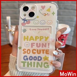 Mowin - Dành cho iPhone 15 Pro Max iPhone 11 Case Card Case TPU Soft Clear Case CardStorage Airbag Chống sốc Văn bản đầy màu sắc dễ thương Tương thích với iPhone 14 13 12 11 Pro Max Plus XR XS