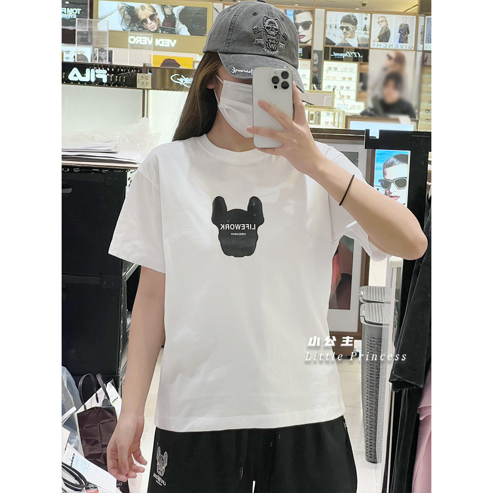 Dog House Áo thun ngắn tay cổ tròn Retro Nhãn nhỏ Phong cách phù hợp ins718