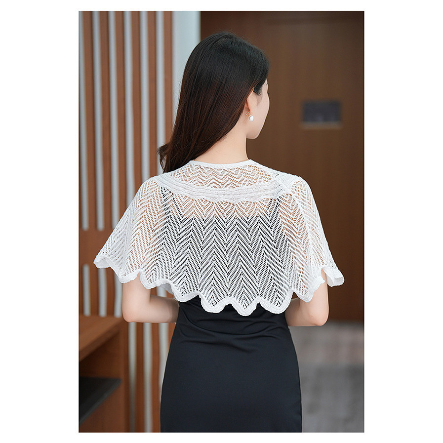 Khăn choàng dệt kim chui đầu kiểu mỏng nữ mùa hè khăn choàng lụa băng chống tà váy hai dây phối bên ngoài mẫu ngắn dễ phối | BigBuy360 - bigbuy360.vn