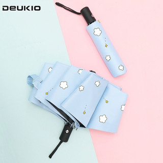 Deukio Ô hoàn toàn tự động, kem chống nắng cao su màu đen dành cho nữ, tấm che nắng làm mới, ô che nắng công dụng kép mưa và nắng