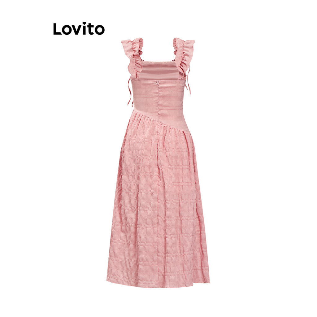 Lovito Váy xếp li có họa tiết trơn dễ thương dành cho nữ L94AD104 | BigBuy360 - bigbuy360.vn