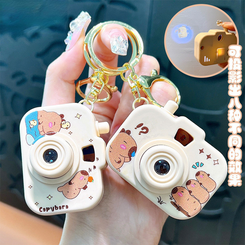 Sáng Tạo Kapibara Chiếu Camera Móc Khóa Dễ Thương Dạ Quang Camera Móc Khóa Xe Chìa Khóa Mặt Dây Chuyền Schoolbag Mặt Dây Chuyền Ngày Lễ Quà Tặng