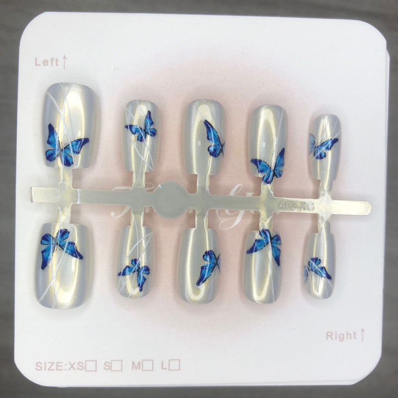 10 Chiếc Mắt Mèo Handmade Bấm Móng Tay Móng Tay Giả Có Keo Dán M035