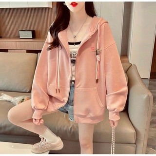 Áo Hoodie Nữ Phối Khóa Kéo áo hoodie Chất Vải Poli Form Rộng Thiết Kế Nón 2 Lớp Dày Dặn Chống Nắng Tốt mẫu mới