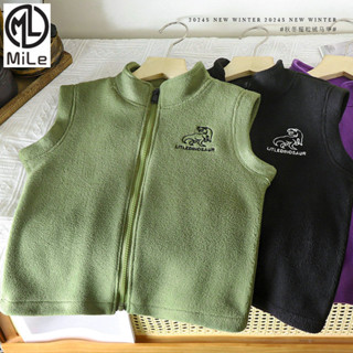 [Ml] 90-160cm Áo Vest lông cừu phong cách mùa thu dành cho trẻ em bé trai Áo khoác ngoài mặc lót Áo ghi lê bé gái Áo len đáy dày Áo len Cardigan trẻ em Tất cả-