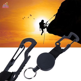 JESJELIU Huy Hiệu Cuộn ID Dây Kim Loại Kéo Có Thể Thu Vào Đồ Dùng Văn Phòng Carabiner Móc Khóa Kẹp