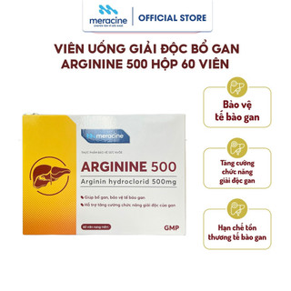 Thực phẩm bảo vệ sức khoẻ Arginine 500 giúp bổ gan, giải độc, bảo vệ gan Hộp 60 viên