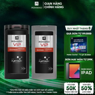 Combo Dầu gội và Sữa tắm cao cấp Romano Vip Passion mạnh mẽ bí ẩn 180g/chai