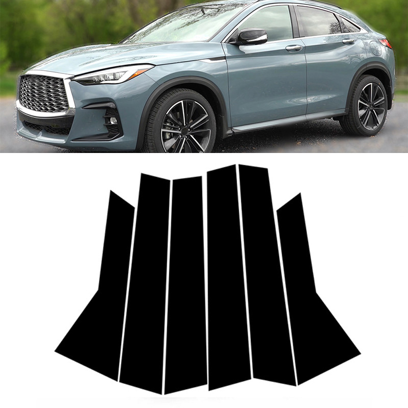 Cửa Xe Ô Tô Trang Trí Viền Trụ Cột Bài Dành Cho Infiniti QX55 QX50 2019-2023 Bóng Đen 6 Cái / bộ