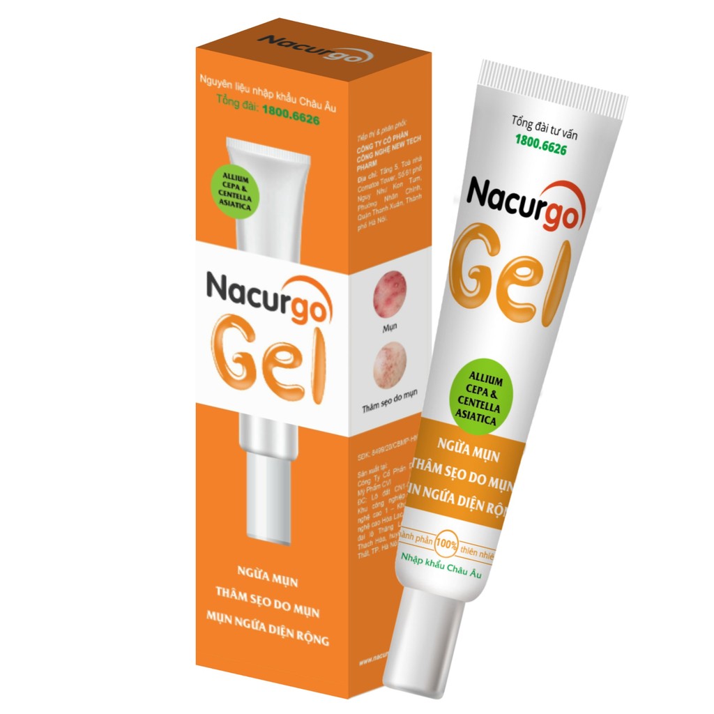 Nacurgo Gel - Giảm Mụn, Mờ Thâm, Mờ Sẹo, Dưỡng Da (Tuýp 20g) - Vitapharma