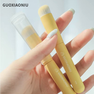 GUOXIAONIU Che Khuyết Điểm Đầu Tròn Có Nắp Ngắn Di Động Che Khuyết Điểm Trộn Bàn Chải Trang Điểm