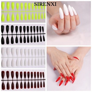 SIRENXI 24 Móng Tay Giả Đầu Nhọn Nhiều Màu Tùy Chọn Dễ Sử Dụng