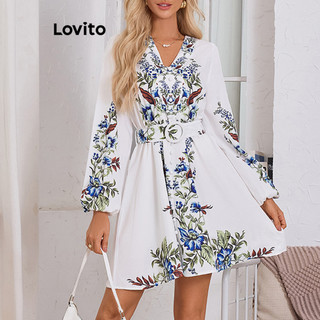 Đầm Lovito họa tiết hoa phong cách thanh lịch cho nữ LBL14671