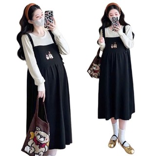 Đầm Bầu Dài Tay Mamadress Chất Thun Tổ Ong Phối Mềm Mại Co Giãn Nhẹ V239