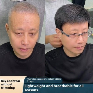 Tóc Giả Ngắn Cho Nam Trung Niên 100% Tóc Giả Cho Nam Màu Tự Nhiên Toupee Tóc Thay Thế Với Bên Nổ Cho Bố Bao Tóc Trắng 