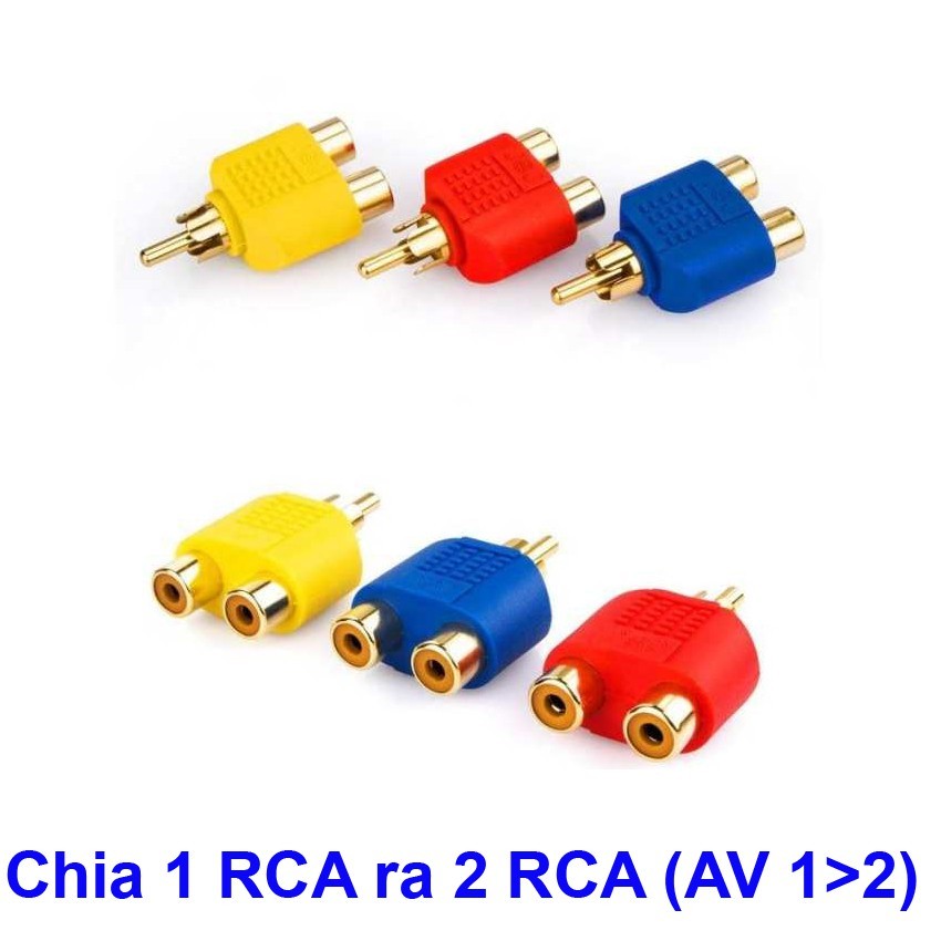 Đầu Chia Audio Jack Loa 1 ra 2 ( 1 RCA ra 2 RCA - 1 AV ra 2 AV bông sen )