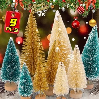 9 Cây Giáng Sinh Mini - Mix Size Long Lanh Bông Tuyết Cây Thông - Dành Cho Quà Giáng Trang Trí Bàn Tại Nhà - Trang Trí Máy Tính Để Bàn Tiệc Giáng Sinh