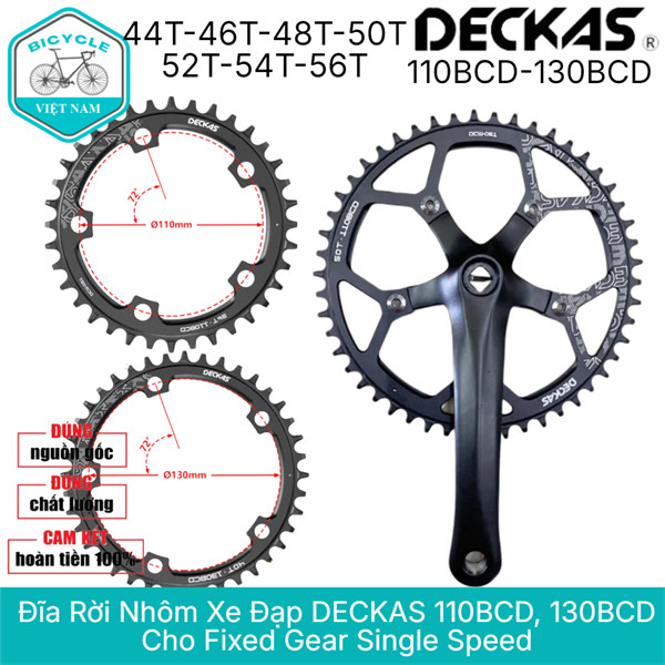 Đĩa Rời Nhôm Xe Đạp Fixed Gear / Single Speed DECKAS 110BCD 130BCD 44T / 46T / 48T / 50T / 52T / 54T