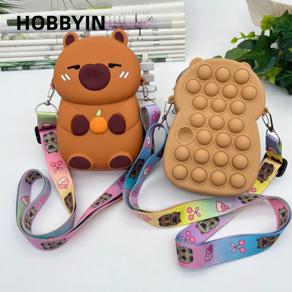 HOBBYIN 1 Chiếc Ví Silicon, Nhân Vật Hoạt Hình Anime Đáng Yêu Capybara Ví, Quà Tặng Có Tay Cầm Ví Đựng Tiền Xu Cho Trẻ Em