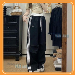 Quần Kaki 3 sọc họa tiết hình THÊU ALO ống rộng form đứng nam nữ