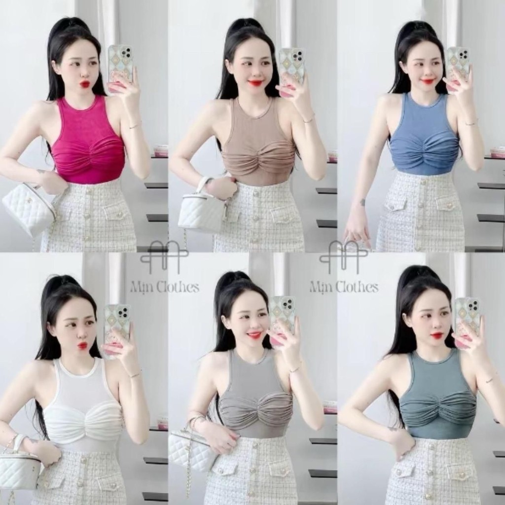 Áo thun nhũ Ba Lỗ Nữ kiểu nhún đúp ᵰgực women AO1 Top Đen vb090