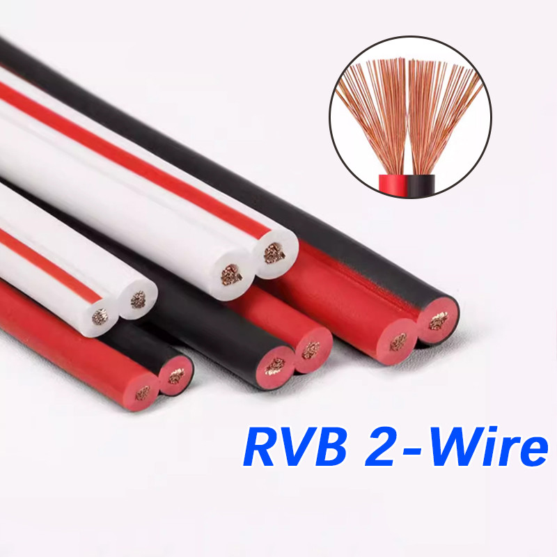 RVB 2 Dây Cáp Điện 22 20 18 16 14 12AWG Cáp Điện Dây Xe Cáp Ô Tô Phẳng Đôi Đỏ Đen / Đỏ Trắng
