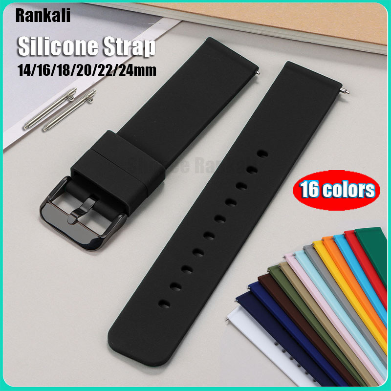 Dây đeo đồng hồ silicon 14-24mm Dây đeo đồng hồ cao su phát hành nhanh phổ thông Dây đeo đồng hồ nam